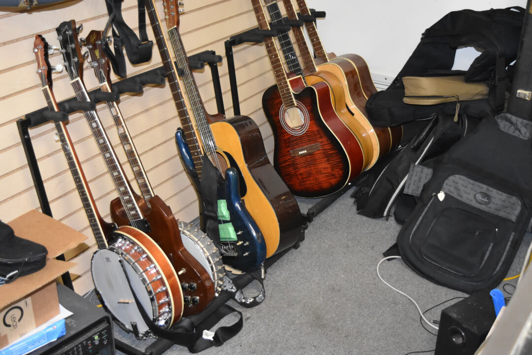 in store image showing guitars